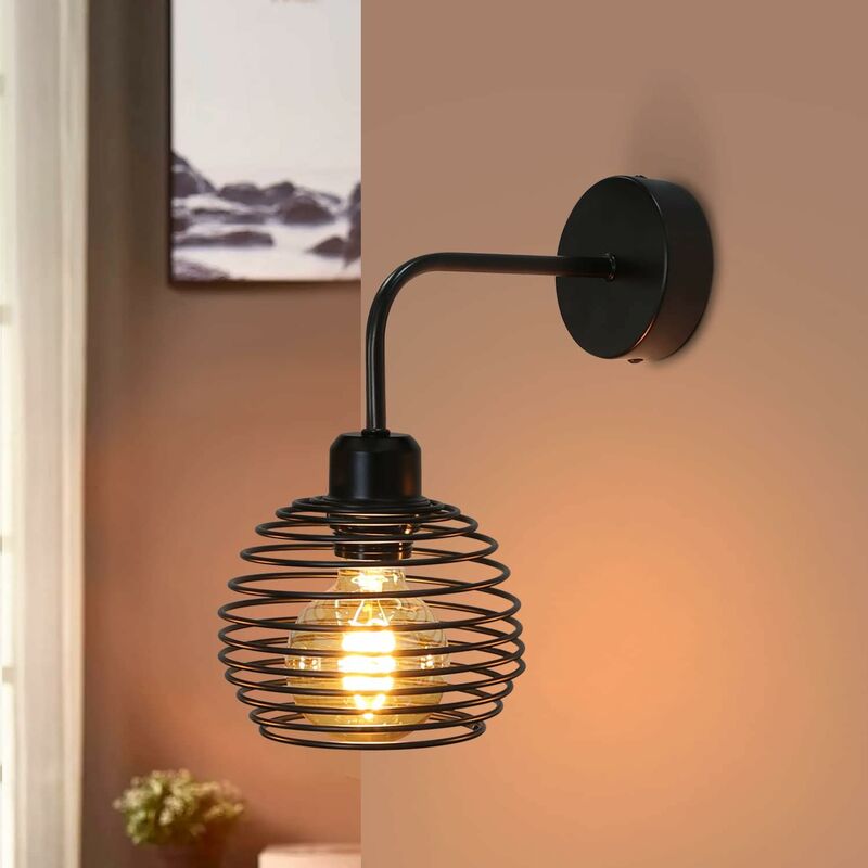 ZMH Applique Murale Vintage Industrielle Noir Lampe Murale en Métal Luminaire salon Applique Intérieure E27 Spot Mural décoration rétro pour chamb