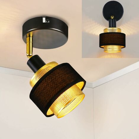 ZMH Deckenleuchte Schwarz Deckenstrahler Vintage - Deckenlampe Wohnzimmer mit 4 Flammig E14 Retro Schlafzimmer Strahler aus Gold Metall Schwenkbar Industrial Deckenspots für Küche Flur Esszimmer