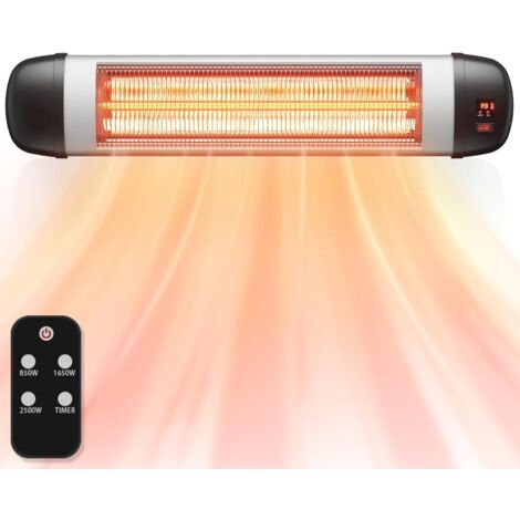 ZMH – Chauffage infrarouge de patio 2500W – Électrique mural avec télécommande – 3 niveaux de chaleur – Pour terrasses et espaces extérieurs