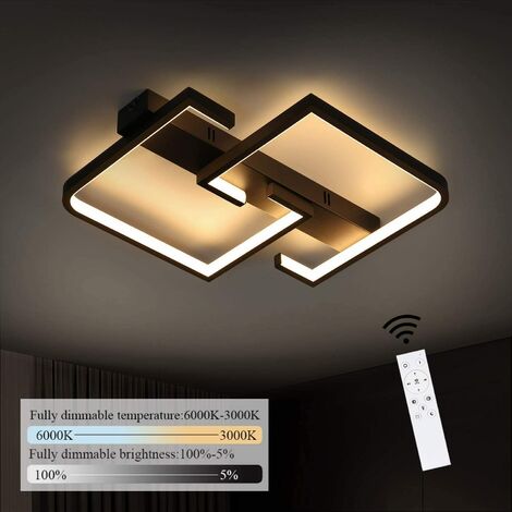 ZMH Deckenlampe LED 35W Schwarze Wohnzimmerlampe dimmbar mit Fernbedienung Modern Design Schlafzimmerlampe Esstischlampe Bürolampe Flurlampe [Energieklasse A++]-schwarz - schwarz