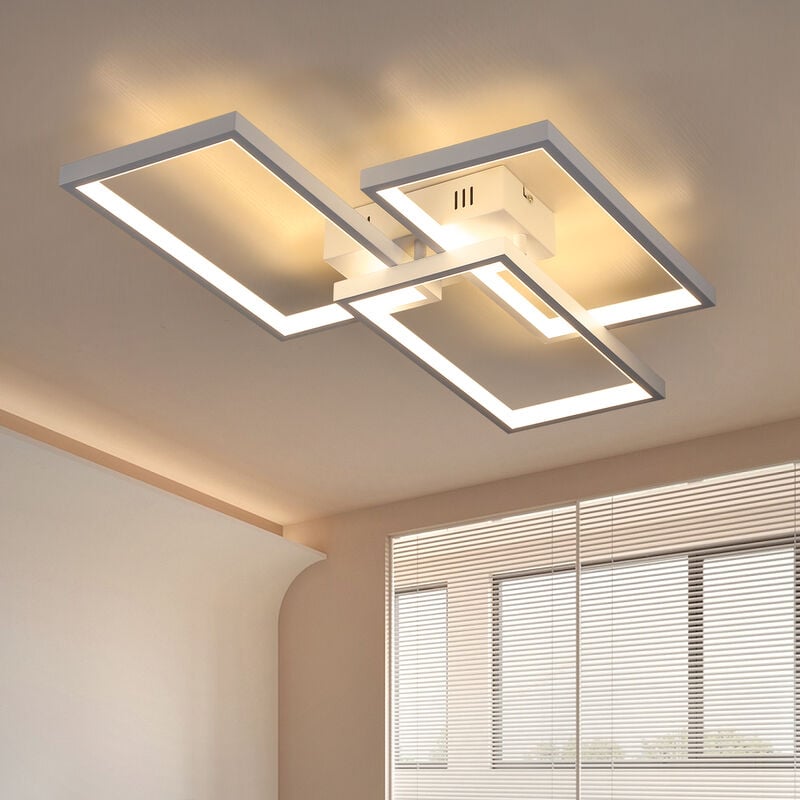 Plafonnier led plafonnier dimmable avec télécommande 63W blanc lampe de salon en métal design moderne pour chambre salle à manger salon étude hall