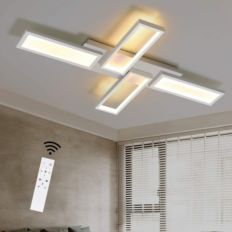ZMH - Deckenleuchte LED Wohnzimmerlampe Weiss Deckenlampe Dimmbar 58W 82.7CM Eckig Modern Design Schlafzimmerlampe Kuechenlampe mit Fernbedienung
