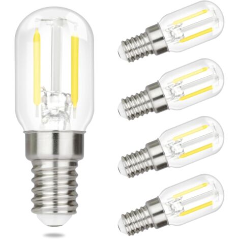 ZMH E14 LED blanc froid Ampoules Vintage - T22 LED Ampoule 6000K E14 Ampoules 2W Lampe à économie d'énergie Light Bulbs Edison Filament Hotte Verre 360° Angle de rayonnement, 4 pièces