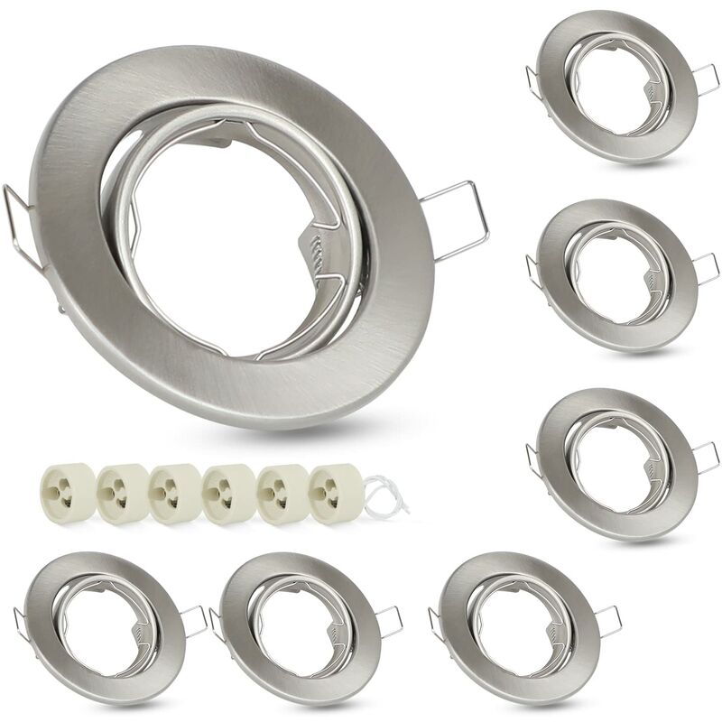 Spot encastrable GU10 Set - Douilles GU10 230V diamètre du trou 50mm avec socle en inox Cadre d'éclairage encastrable Spot orientable 30° pour