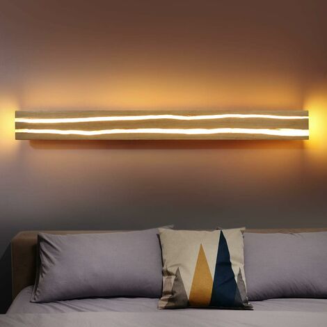 ZMH Holz Wandleuchte LED 16W 100CM Wandleuchte innen Holz Nachtlampe Nachtlampe warmweiß für Schlafzimmer Flur Treppe Innenbeleuchtung [Energieklasse A++]-100cm