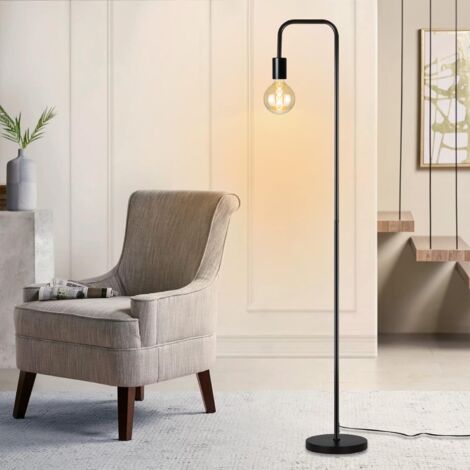 ZMH – Lampadaire noir vintage 157 cm – Métal industriel avec interrupteur à pied – Douille E27 – Pour salon, chambre ou bureau