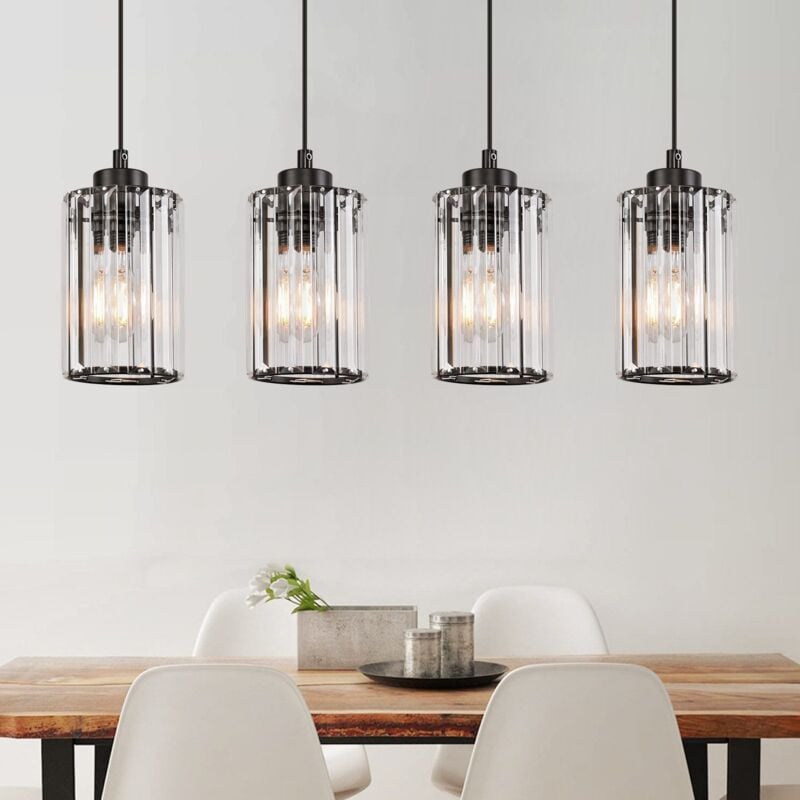 ZMH - Lampe à Suspendre - Noir Moderne Lampe de Table de Salle à Manger Salon Chambre 4 Flammes E27 Lampe à Suspendre Design Lampe à Suspendre