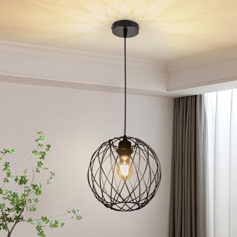 ZMH Lampe à Suspension Lampe à Suspension Noire Ronde - Lampe à Suspension Vintage E27 Lampe à Suspension rétro Industrielle Lampe de Table à Manger Lampe de Cuisine Salon Cage d'escalier Couloir sans