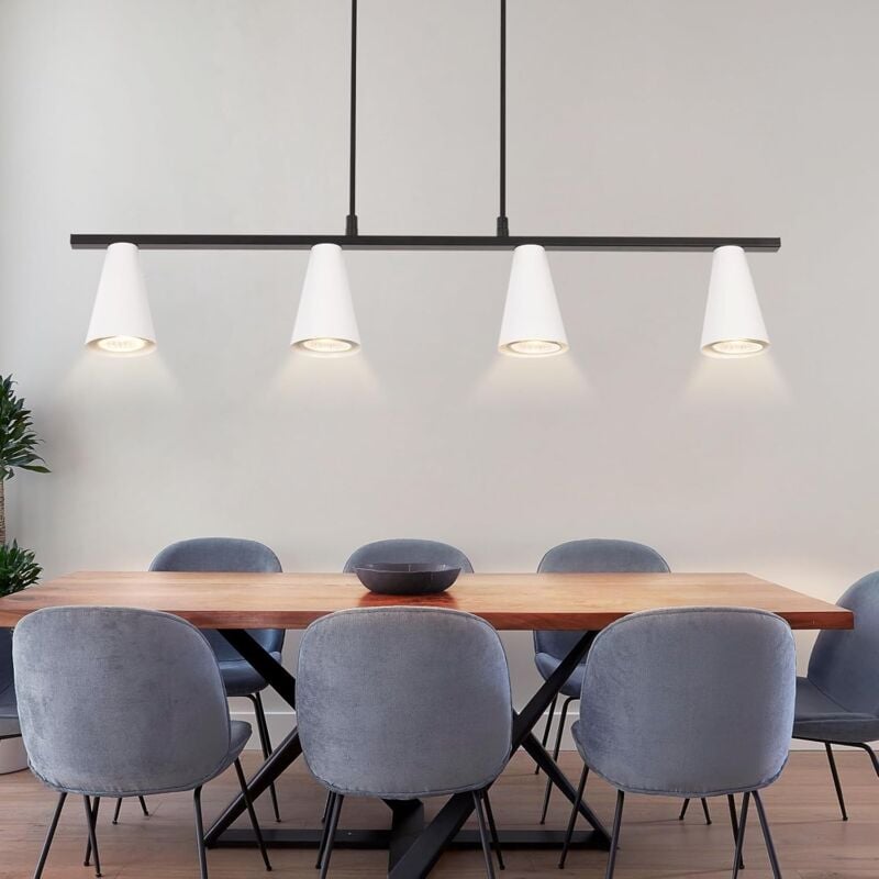 Lampe à Suspension Table à Manger Lampe de Table à Manger Suspendue : Suspension 4 Ampoules en Blanc GU10 Suspension Salle à Manger en métal Lampe de
