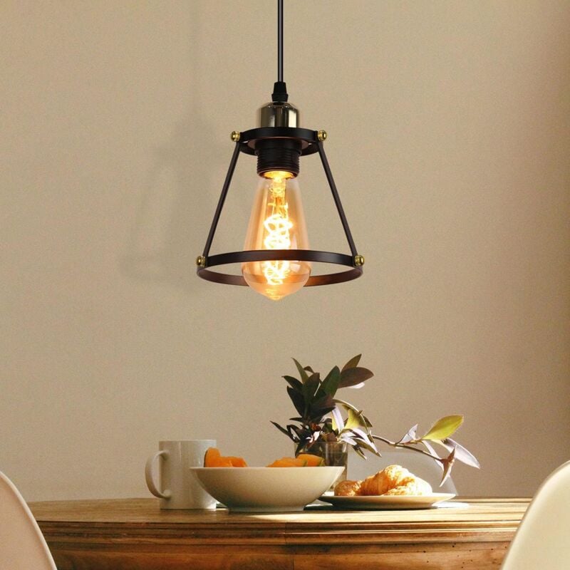 ZMH - Lampe à suspension vintage noire à suspension industrielle en métal 1 flamme Lampe de table à manger rétro 120cm Lampe suspendue réglable en