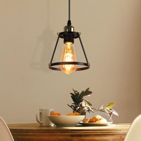 ZMH Lampe à suspension vintage noire industrielle en métal à une flamme réglable en hauteur (120 cm) Idéale pour salle à manger cuisine salon ou restaurant
