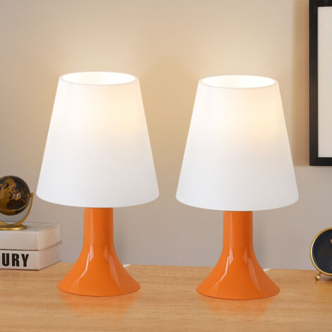 ZMH Lampe de chevet - Lampe de table de salon avec câble - Lampe de table 2 pièces Petite lampe E14 Orange Style moderne de campagne Pour table à manger Chambre à coucher (Sans ampoule)