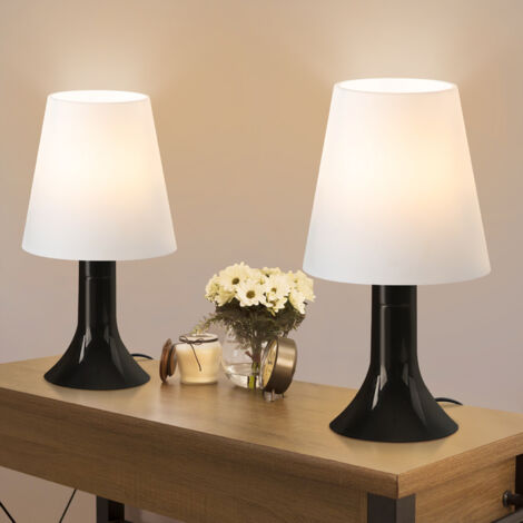 ZMH Lampe de chevet, lampe de table de salon avec câble - Set de 2 lampes de table, petite lampe noire E14,modernes de style campagnard pour table à manger, chambre à coucher - Sans ampoule