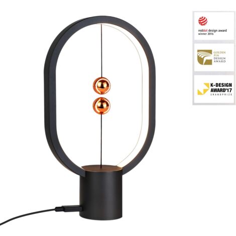 ZMH lampe de chevet LED lampe de table noire Design Heng balance lampe de table moderne petite lampe magnétique décorative avec USB pour salon