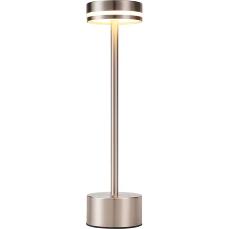 ZMH Lampe de table  à piles, lampe de table LED sans fil, lampe de chevet à intensité variable 3 000 K-6 500 K avec USB-C, lampe tactile argentée pour chambre, salle à manger, bureau