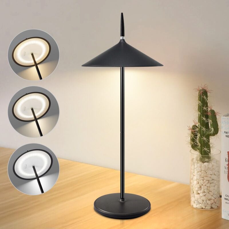 ZMH - Lampe de Table Batterie Lampe de Chevet led - Lampes de Table Sans Fil 1800mhA Rechargeable Tactile Dimmable Moderne Noir Lampe de Table
