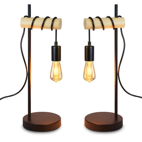 Klarlight lampe de table noire, lampe de chevet avec douille E27, lampe de  bureau, lampe de table rétro, ampoules excl. : : Luminaires et  Éclairage