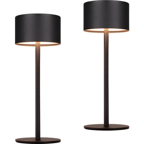 ZMH Lampe de table LED  Premium sans fil - réglable en hauteur et dimmable (3000K/4500K/6000K) avec touche, charge rapide USB-C, étanche IP44 pour bureau, salle à manger  Noir moderne
