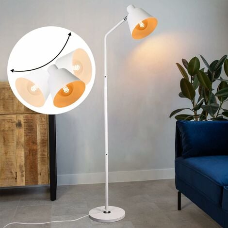 Lampadaire abat jour carré crème pied blanc 136cm