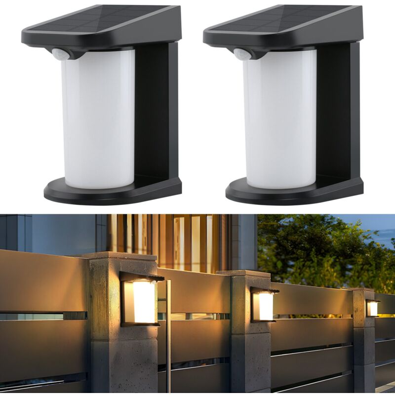Lampes solaires d'extérieur avec détecteur de mouvement - 2ER Applique solaire d'extérieur Lampe solaire de jardin Extérieur 2 modes Lampe