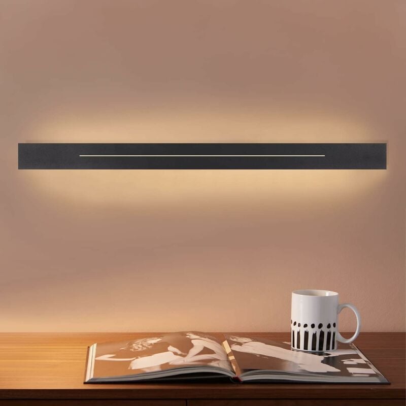 ZMH - Applique murale led Moderne intérieur Lampe de Couloir Longueur 3000K Blanc Chaud éclairage mural pour salon, escalier, chambre Noir 60cm