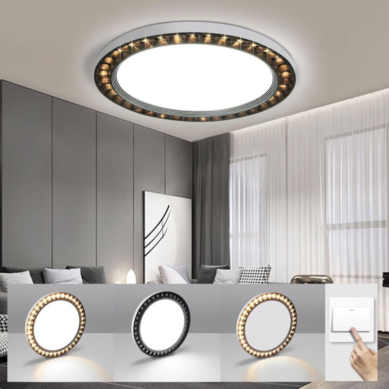 ZMH - Plafonnier led rond Plafonnier - Moderne Lampe led plate 3000K/6500K 2 couleurs température IP44 Eclairage de plafond pour salle de bain