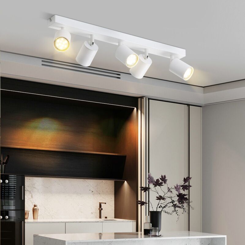 Plafonnier led blanc, projecteur de plafond orientable à 330 degrés pour lampe de plafond GU10, 5 lampes, lampe de couloir moderne avec un style
