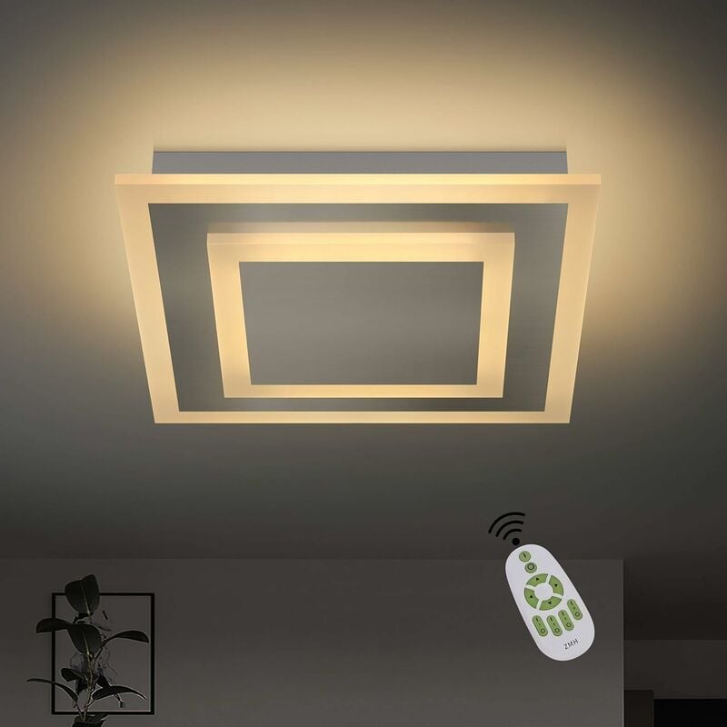 ZMH - LED Quadratisch Deckenlampe Wohnzimmer Dimmbar stufenlos mit Fernbedienung 41W 40cm Deckenleuchte aus Metall und Acryl Bürodeckenleuchten für