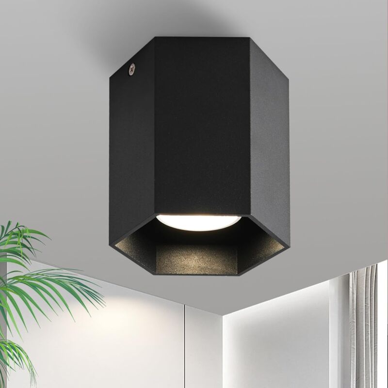 Gbly Spot de plafond led - GU10 Spot de plafond 1 flamme blanc chaud Spot de plafond moderne Design rond Spot à monter pour cuisine salon salle à