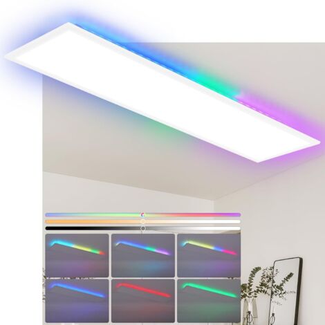 ZMH LED Panneau 120x30 Dimmable - Plafonnier Long Plat RVB Changement Couleur, Télécommande, 36W, Lampe Bureau, Lampe Plafond 3000K-6500K, Lampe Cuisine - Pour bureau, cuisine, espace intérieur