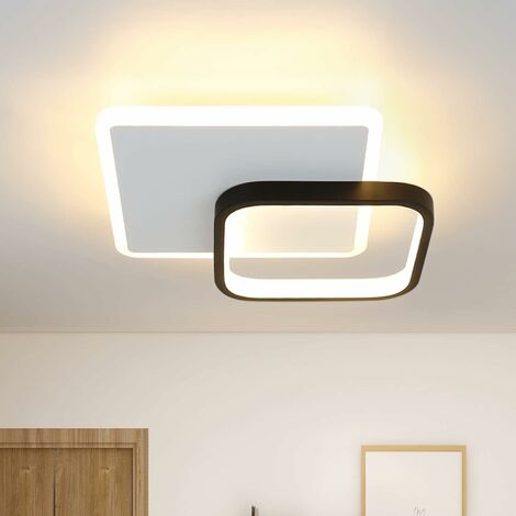 ZMH LED Plafonnier Chambre Plafonnier - 3000K Blanc Chaud Lampe de Chambre 15W Acrylique Moderne Lampe de Salon Ronde Noir Design Plafonnier pour Salon Salle à manger Cuisine Couloir