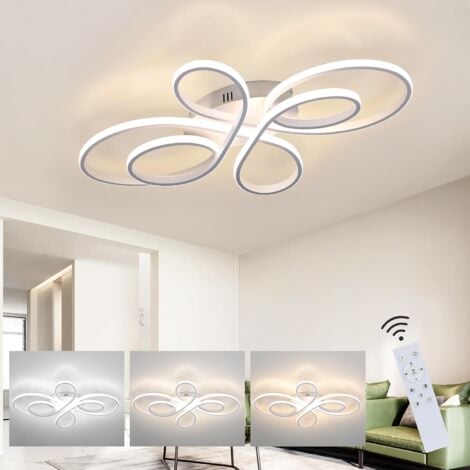 ZMH LED Plafonnier dimmable - Blanc moderne 66cm Lampe de plafond Design créatif 65W avec télécommande Lampe de salon pour chambre à coucher Bureau Salle de travail