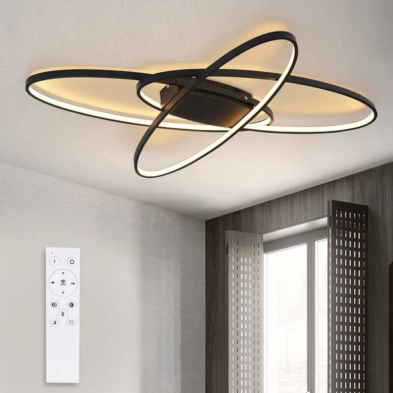 Led plafonnier dimmable moderne noir lampe de salon blanc chaud/blanc neutre/blanc froid 75W intérieur Éclairage de plafond décoratif pour sal - ZMH