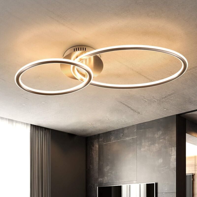 Led plafonnier salon plafonnier anneaux modernes design lumière blanche chaude 3000K lampe de chambre 29W en fer et aluminium 62.5cm longueur lampe