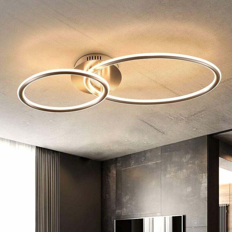 Led plafonnier salon plafonnier anneaux modernes design lumière blanche chaude 3000K lampe de chambre 29W en fer et aluminium 62.5cm longueur lampe