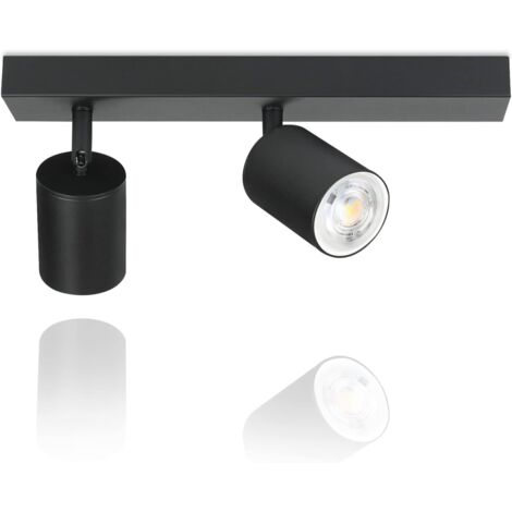 ZMH LED Plafonnier Spots : GU10 Plafonnier Spots orientables 350° Plafonnier Moderne Lampe de couloir Industriel Applique murale pour salon chambre à coucher Sans ampoule - Noir - 2 Flammes