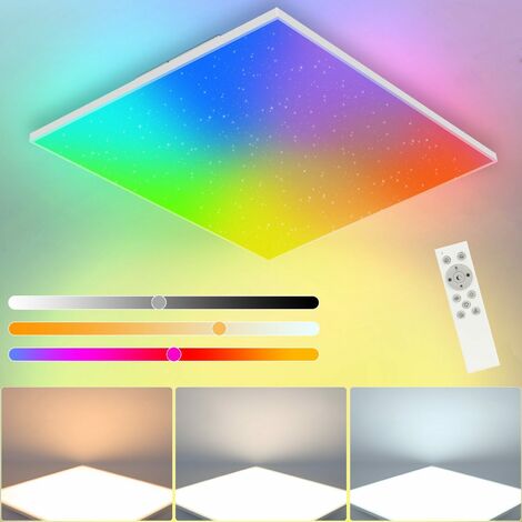 ZMH LED Sternhimmel Deckenleuchte Dimmbar-RGB Deckenlampe Eckig mit Fernbedienung 34W 3000K-6500K für Kinderzimmer Wohnzimmer Küche Keller Balkon