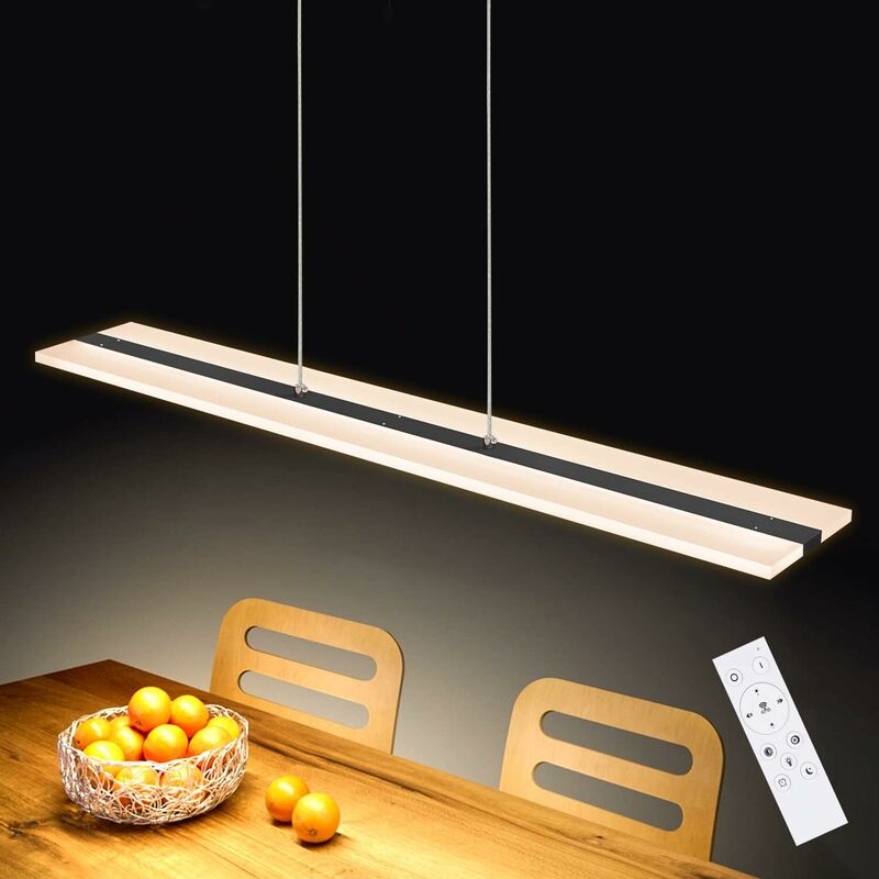 Led suspension 38W dimmable avec télécommande lampe suspendue table à manger suspension réglable en hauteur en panneau acrylique pour lampe