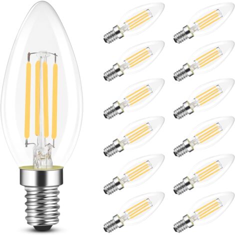 ZMH Lot de 12 Ampoules LED E14 - 2700K blanc chaud 4W (eq.40W) ampoules à économie d'énergie pas de scintillement pour le salon cuisine table à manger bar