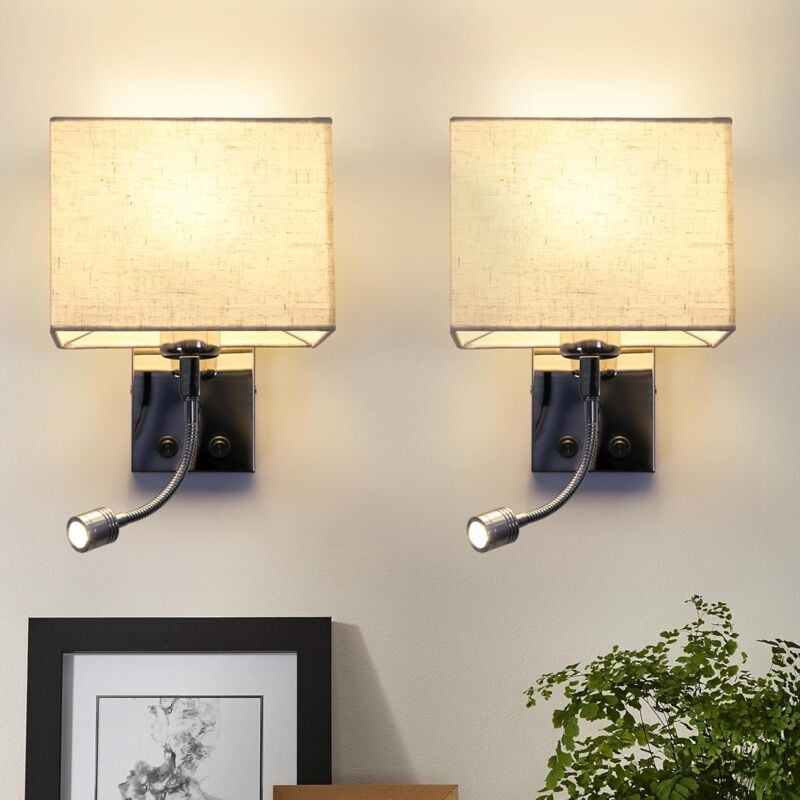 ZMH - Lot de 2 appliques murales led pour appliques murales intérieures de chambre à coucher - Lampe de lecture de salon Lampe de lit pour tissu de