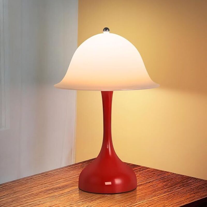 ZMH Luminaire de Chevet LED Sans Fil Batterie Tactile Réglable USB Rouge Chapeau Éclairage Intérieur Veilleuse Pour Salle Chambre à Coucher Table à