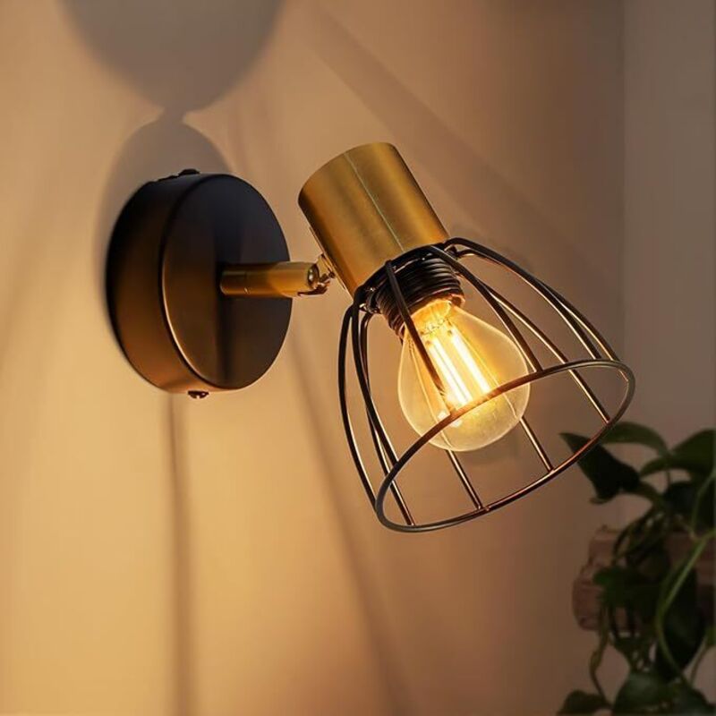 ZMH Luminaire Mural Intérieur Classique Noir Métal 1 Éclairage E14 Orientable 350° Sans Lampe Pour Couloir Escaliers Salle Chambre