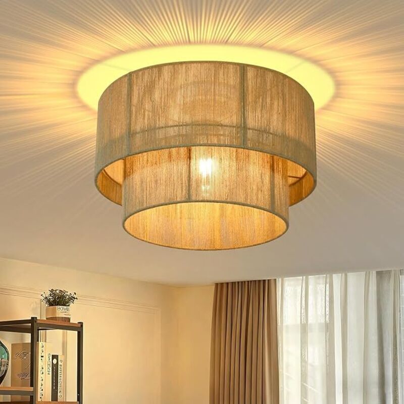 ZMH Luminaire Plafonnier Bohème Corde de Jute Classique Support E27 Campagnard Sans Lampe Pour Salle Chambre Cuisine Couloir