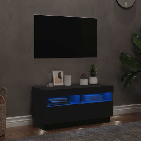 ZMH Meuble TV avec lumières LED noir 80x35x40 cm