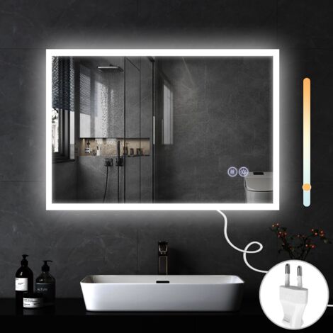 ZMH Miroir de salle de bain Bad Badspiegel avec éclairage - Miroir mural rond LED 100X60cm Salle de bain Miroir de salle de bain avec interrupteur tactile et Miroir d'éclairage Dimmable 3000K-6500K