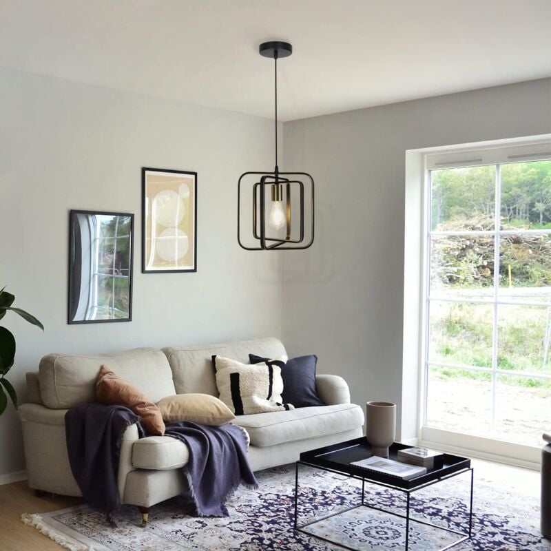 Pendelleuchte Industrielle – Moderne Hängelampe aus Metall im Landhausstil, schwarzes Licht, Kücheninsel für Esszimmer, Wohnzimmer, Eingangsbereich,