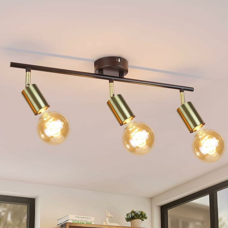 Plafonnier vintage 3 flammes plafonnier i E27 plafonnier lampe de cuisine industrielle noir et or rétro plafonniers orientables projecteur moderne
