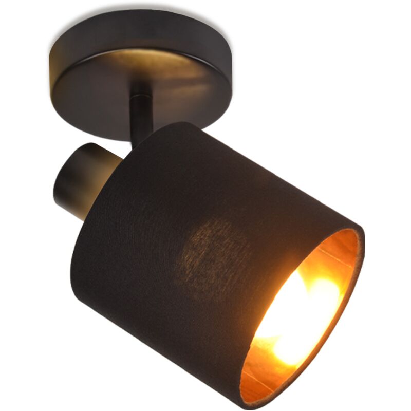 ZMH Plafonnier 1 Flamme Spot Noir - Plafonnier Vintage Spot E14 Applique Murale Abat-jour Tissu Pivotant 350° MAX.40W pour Salon Chambre Couloir