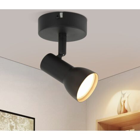 ZMH Plafonnier 1 Flammig Lampe de plafond Couloir - Plafonnier Noir Design moderne Projecteur intérieur GU10 Spots de plafond Métal 350 ° Rotatif Spots  (sans ampoule)