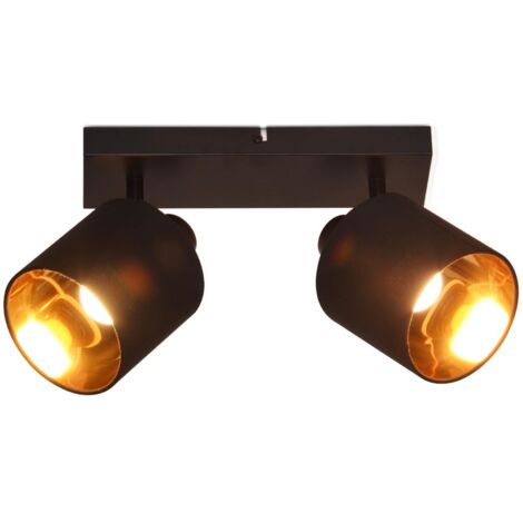 ZMH Plafonnier 2  Spots de Plafond Noir - Plafonnier Spot de Plafond Vintage E14 Lampe de Couloir Pivotant 350° MAX.25W Écran en Tissu pour Salon Chambre Cuisine sans Ampoule
